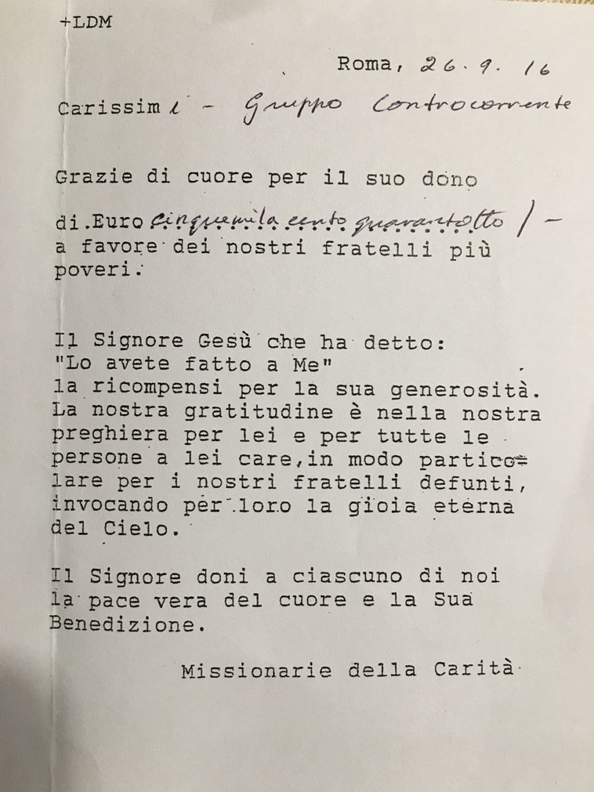 Missionarietà e Carità - Gruppo Controcorrente