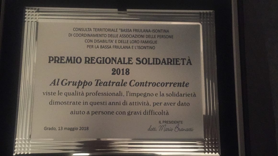 ll gruppo Controcorrente riceve il premio Solidarietà 2018.